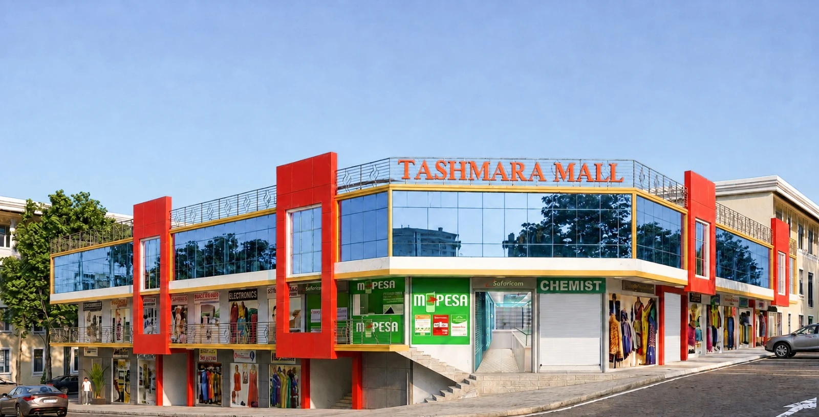 Front exterior architectural view of Tashmara Mall