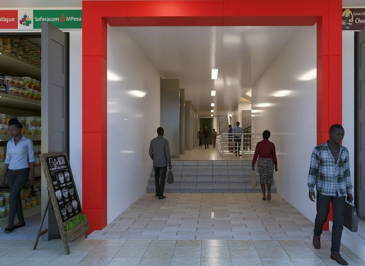 Mall entrance passage architectural view